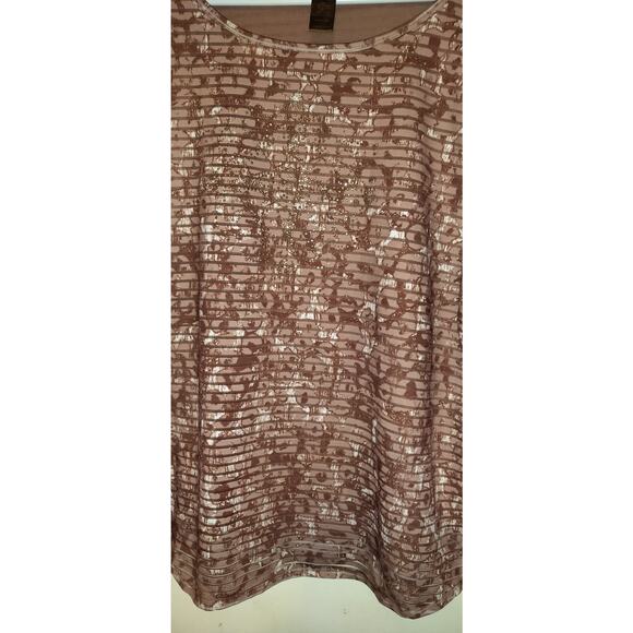Multiples Tunic Top COPPER BROWN Ruched Sleeves Embellished Part Sheer PLUS 2X - Picture 3 of 16